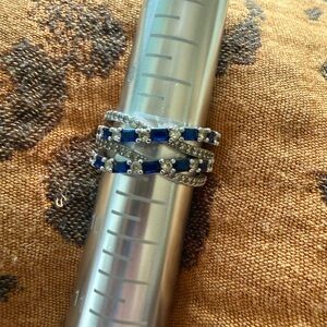 Bomb Party December Birthday Collection Blue Crystal Ring Silver Tone Size 9